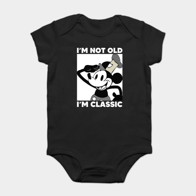 Steamboat Willie. I'm Not Old I'm Classic 2 Baby Bodysuit by Megadorim